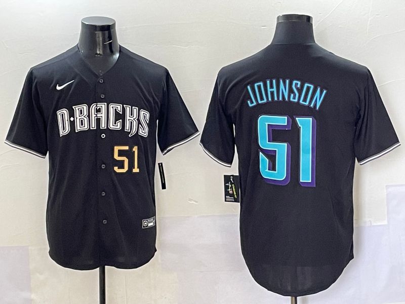 Men 2025 Arizona Diamondback #51 Johnson Black Joint Name Nike MLB Jersey style 3
